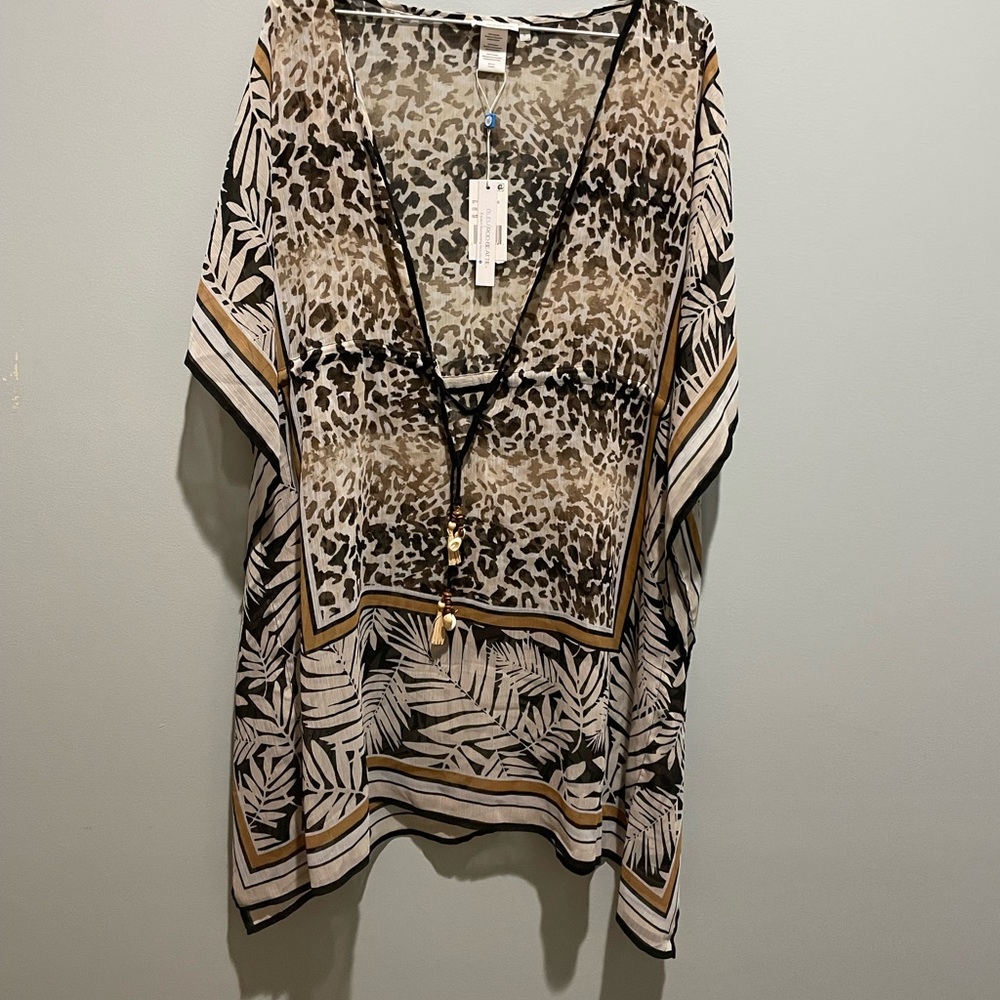 Designer Animal / Tropical Print Cover-up by Bleu/Rod Beatie Sz Large NWT